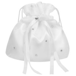Satin Bridal Wedding Money Bag White Wedding Satin Bridesmaid Rhinestone >:(